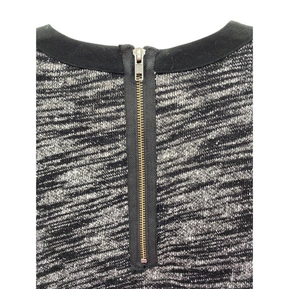 Madewell Size M Sweater‎ Dress Mini Knit Gray Black Crew Neck Long Sleeve Zip - Picture 3 of 7